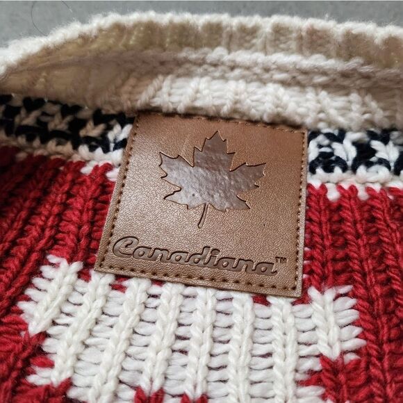 Canadiana Sweater Maple Leaf Canada Nordic Red Black White Wool Blend Women's M - Picture 4 of 10